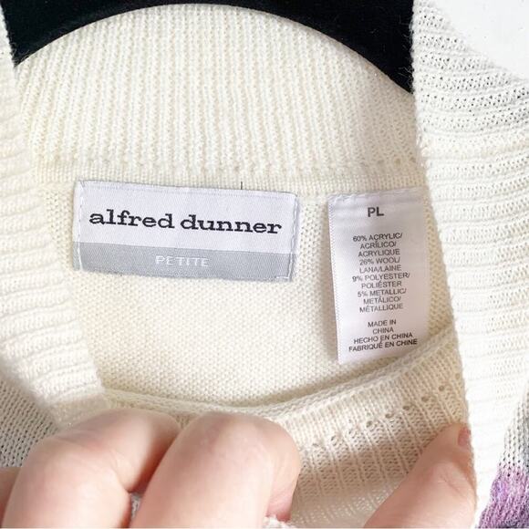 Vintage Alfred Dunner Purple Floral Wool Blend Mock Neck Sweater Sparkle Size LP - Picture 4 of 11